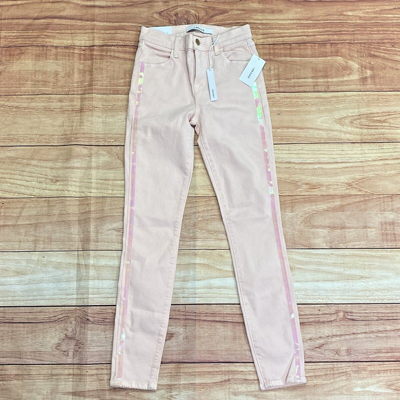 $248 NWT J Brand Alana High Rise Crop‎ Skinny Denim Fix Jeans Size 23 Pink - Picture 1 of 16